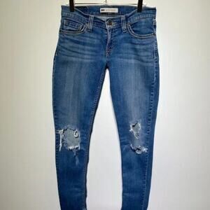 Levi's Womens 524 Too Superlow Ripped Denim Jeans Size 5W
